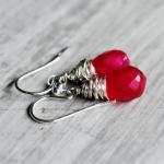 Ruby Red Earrings Sterling ..