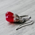 Ruby Red Earrings Sterling ..