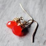 Bright Orange Earrings 14kt..
