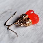Bright Orange Earrings 14kt..