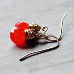 Bright Orange Earrings 14kt..