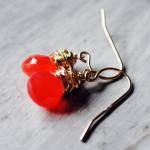 Bright Orange Earrings 14kt..