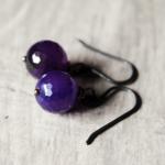 Grape Purple Earrings Agate..