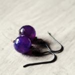 Grape Purple Earrings Agate..