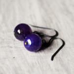 Grape Purple Earrings Agate..