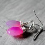 Hot Pink Earrings Chalcedon..