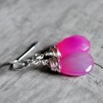 Hot Pink Earrings Chalcedon..