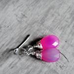 Hot Pink Earrings Chalcedon..